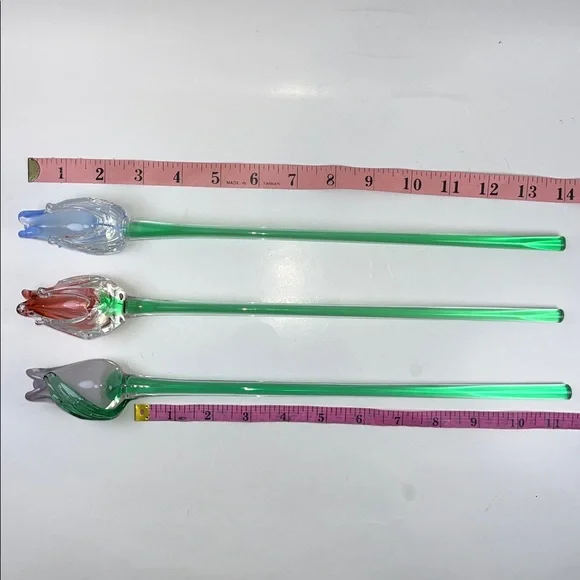 Mikasa Art Glass Hand Blown Murano Style ~ in Reddish/Blue/Lavender Tulip 🌷(3) - Picture 7 of 16